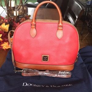Dooney & Bourke Pebble Grain ZIP Zip Satchel- RED